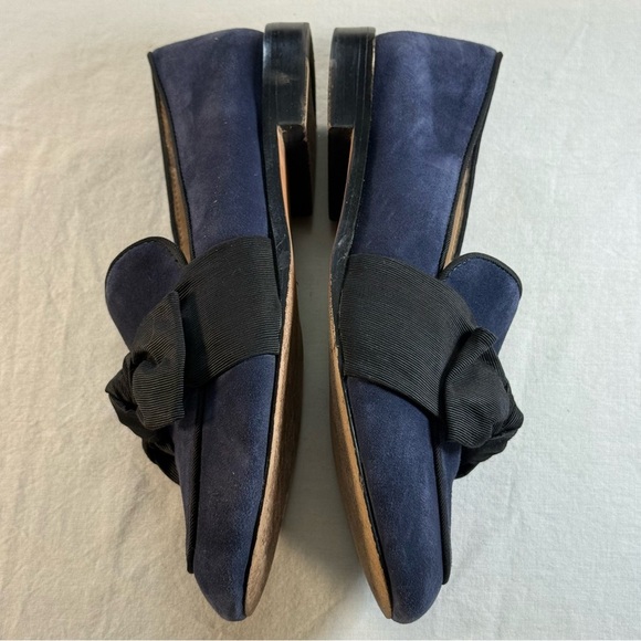 ANTONIO MELANI Dark Blue Suede Loafers with Black Bow Women’s Size 7 - Picture 9 of 11